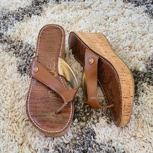 Sam Edelman Platform Wedge Thong Brown Sandal